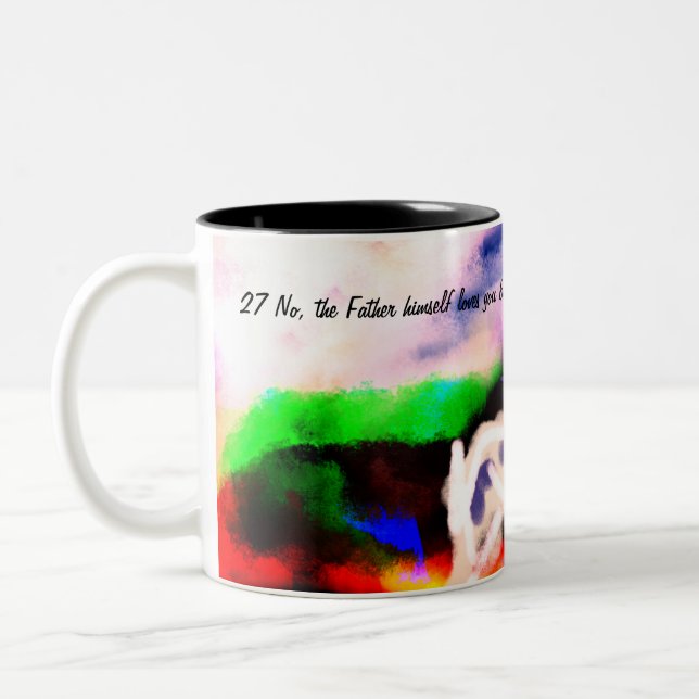 Jesus-Plan Zweifarbige Tasse (Links)