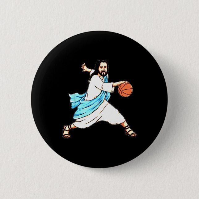 Jesus Play Bysketbyll Spaß Weihnachten Button (Vorderseite)