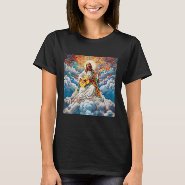 Jesus playing the acoustic guitar in heaven T-Shirt (Vorderseite)