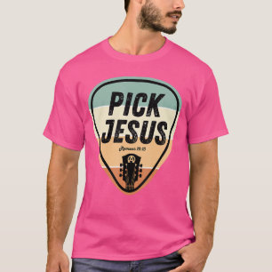 Jesus Plektrum Lustige Christliche Musik Gitarrenp T-Shirt