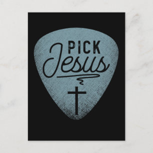 Jesus Plektrum Music Religious Gitarre Player Postkarte