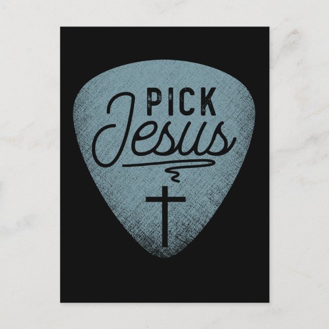 Jesus Plektrum Music Religious Gitarre Player Postkarte (Vorderseite)