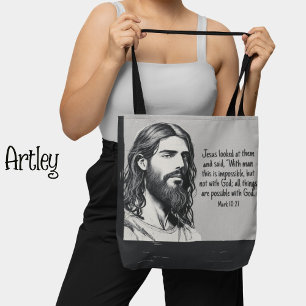 Jesus Portrait Sketch Bietet Zitat Schwarz-Weiß