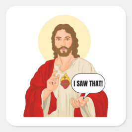 Jesus-Portraitaufkleber - Ich sah dieses religiöse Quadratischer Aufkleber