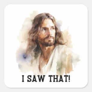 Jesus-Porträt-Aufkleber - Ich habe das gesehen Rel Quadratischer Aufkleber