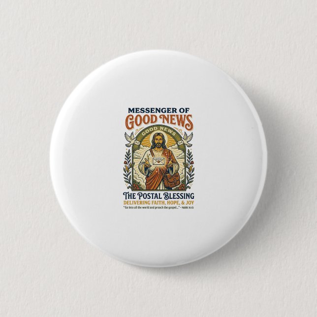 Jesus Postbote Lieferung Shirt Glaube Basiertes De Button (Vorderseite)