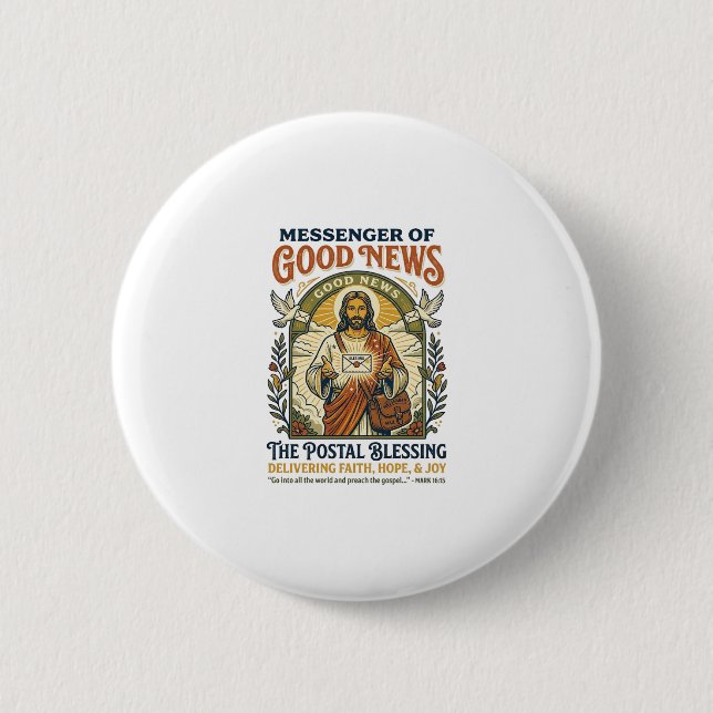 Jesus Postbote Lieferung Shirt Glaube Basiertes De Button (Vorderseite)