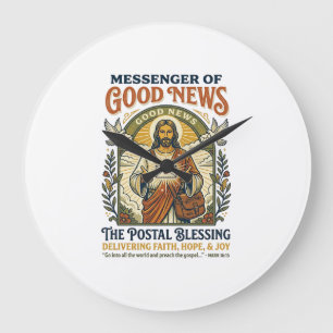 Jesus Postbote Lieferung Shirt Glaube Basiertes De Große Wanduhr
