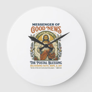 Jesus Postbote Lieferung Shirt Glaube Basiertes De Große Wanduhr