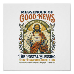 Jesus Postbote Lieferung Shirt Glaube Basiertes De Poster