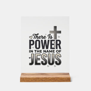 Jesus Power Religiöses Vintage-Typografie-Shirt Acrylschild