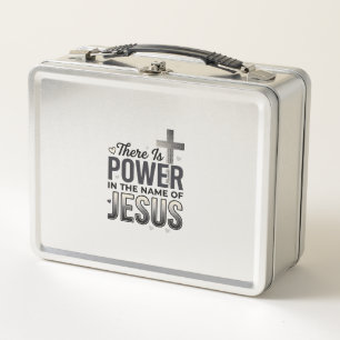 Jesus Power Religiöses Vintage-Typografie-Shirt Metall Brotdose