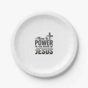 Jesus Power Religiöses Vintage-Typografie-Shirt Pappteller