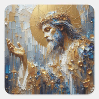 Jesus Praing - Sammlung der Kunst der Jesus-Serie Quadratischer Aufkleber