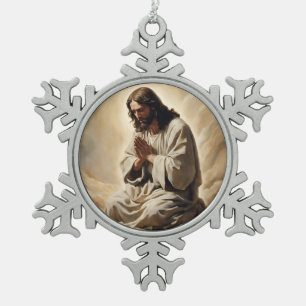 Jesus Praing Weihnachtsschmuck Schneeflocken Zinn-Ornament