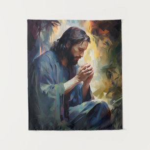 Jesus Praying Art Tapestry Wandteppich