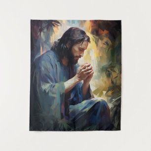 Jesus Praying Art Tapestry Wandteppich