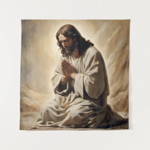 Jesus Praying Art Tapestry Wandteppich