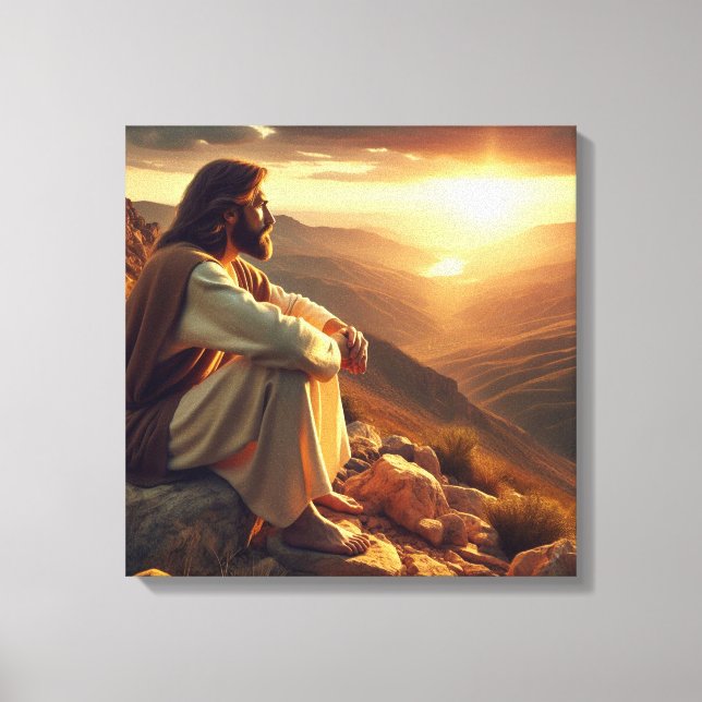 Jesus Prays auf dem Berg 2 Leinwanddruck (Vorderseite)