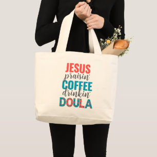 Jesus preisende, Kaffee trinkende christliche DOUL Jumbo Stoffbeutel