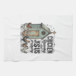 Jesus preisendes Vintage-Farm-Shirt für Hühnerhalt Geschirrtuch