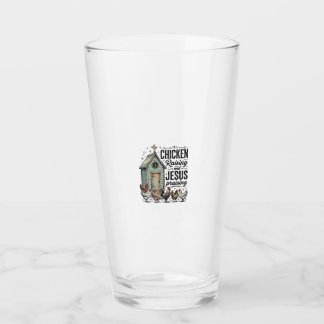 Jesus preisendes Vintage-Farm-Shirt für Hühnerhalt Glas