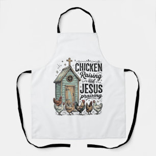 Jesus preisendes Vintage-Farm-Shirt für Hühnerhalt Schürze