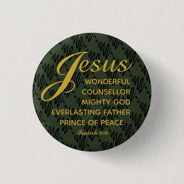 JESUS PRINCE FRIEDEN Isaiah Weihnachtsschrift Button (Vorderseite)