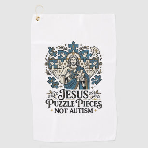 Jesus-Puzzleteile Nicht Autismus Jesus-Puzzleteile Golfhandtuch