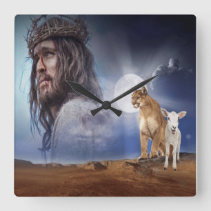 Jesus Quadratische Wanduhr