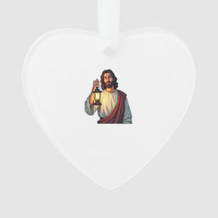 Jesus Quiet Lantern Vintage Gravur Tee Ornament