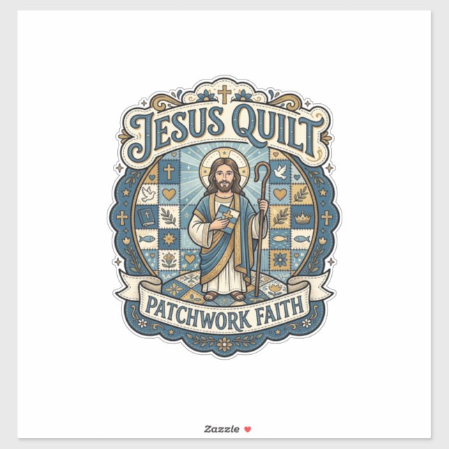 Jesus Quilt Patchwork Glaube Jesus Quilt Patchwork Aufkleber (Blatt)