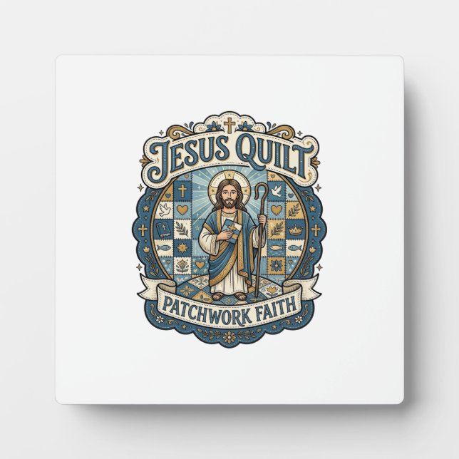 Jesus Quilt Patchwork Glaube Jesus Quilt Patchwork Fotoplatte (Vorderseite)