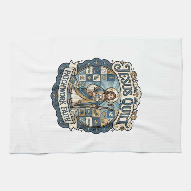 Jesus Quilt Patchwork Glaube Jesus Quilt Patchwork Geschirrtuch (Horizontal)