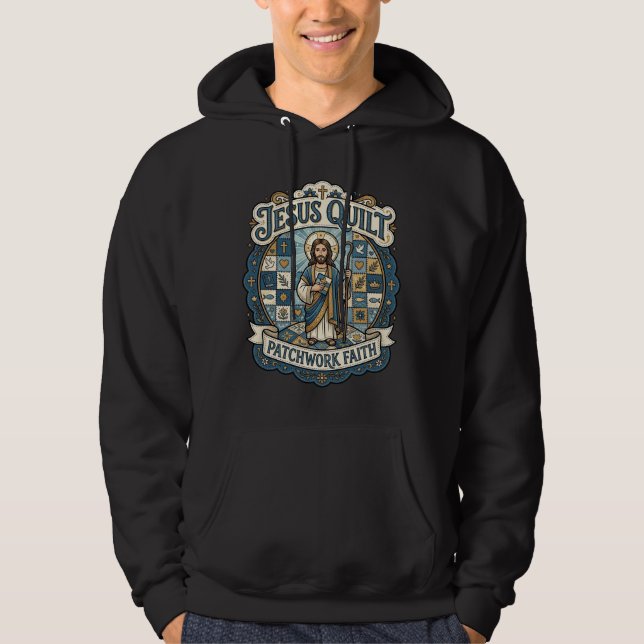 Jesus-Quilt-Patchwork-Glaube Jesus-Quilt-Patchwork Hoodie (Vorderseite)