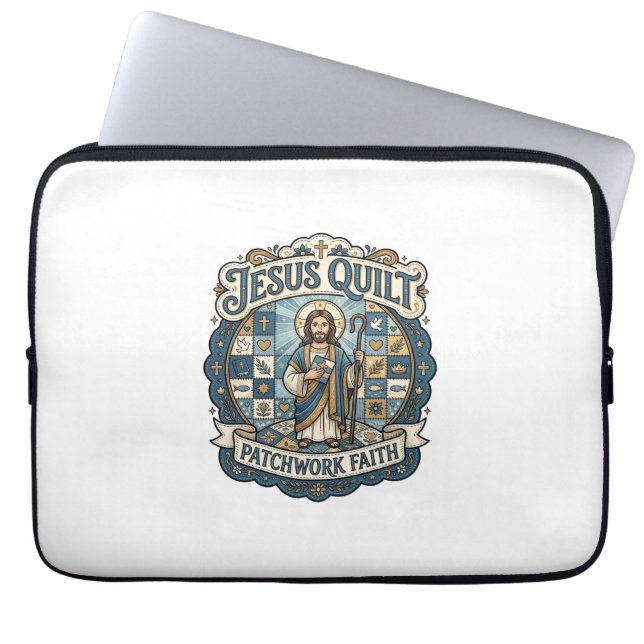 Jesus Quilt Patchwork Glaube Jesus Quilt Patchwork Laptopschutzhülle (Vorderseite)