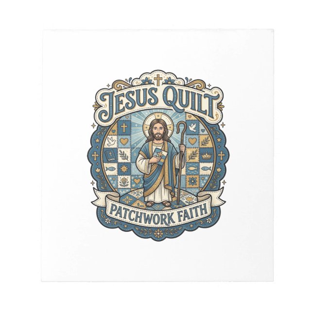 Jesus Quilt Patchwork Glaube Jesus Quilt Patchwork Notizblock (Vorderseite)