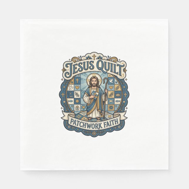 Jesus Quilt Patchwork Glaube Jesus Quilt Patchwork Serviette (Vorderseite)
