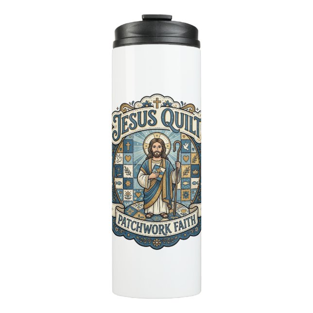 Jesus Quilt Patchwork Glaube Jesus Quilt Patchwork Thermosbecher (Vorderseite)