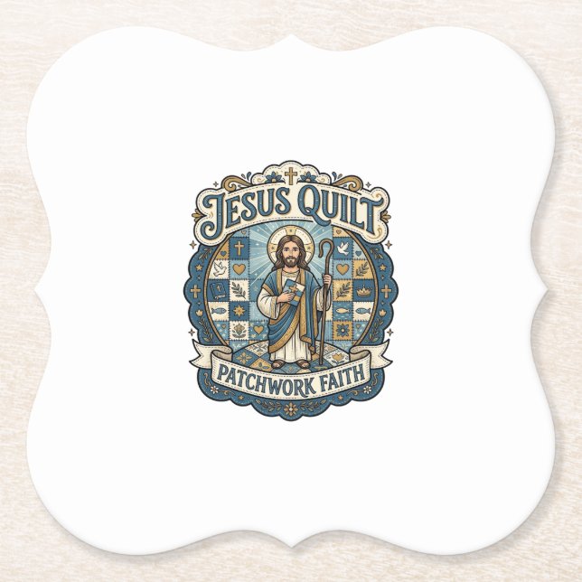 Jesus Quilt Patchwork Glaube Jesus Quilt Patchwork Untersetzer (Vorderseite)