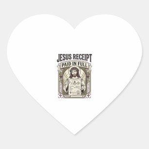 Jesus Quittung Vollständig Bezahlt Jesus Quittung  Herz-Aufkleber