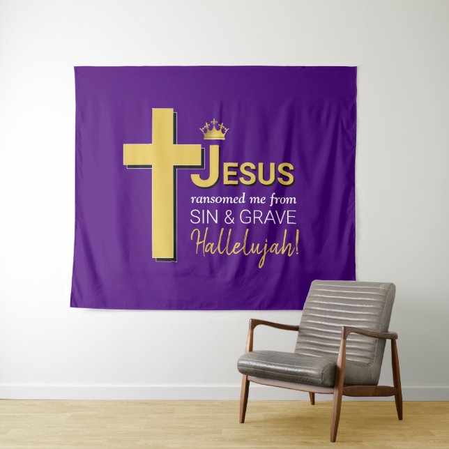 JESUS RANSOMED ME Oaster Wandteppich (Beispiel (Horizontal))
