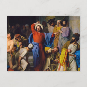Jesus rätselt den Tempel von Carl Bloch Postkarte
