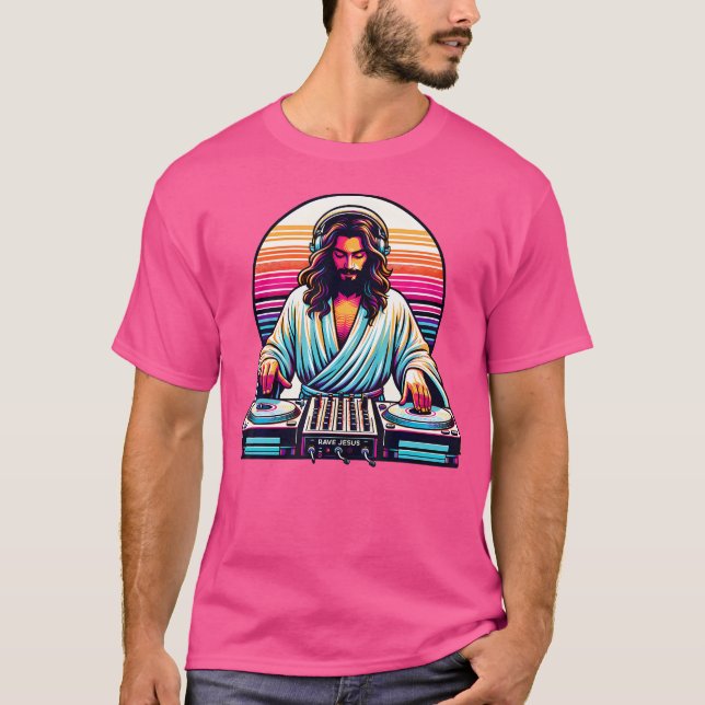 Jesus Rave Dj Rave Techno Edm Party Ristorante del T-Shirt (Vorderseite)
