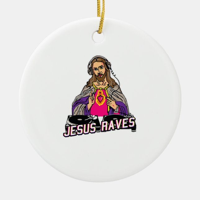 Jesus Raves Christmas EDM Music X-Mas Party Christ Keramik Ornament (Vorne)