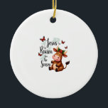 Jesus Reason for The Season Cow Christmas Christia Keramik Ornament<br><div class="desc">Jesus Reason for The Season Cow Christmas Christian T-Shirt (3)</div>