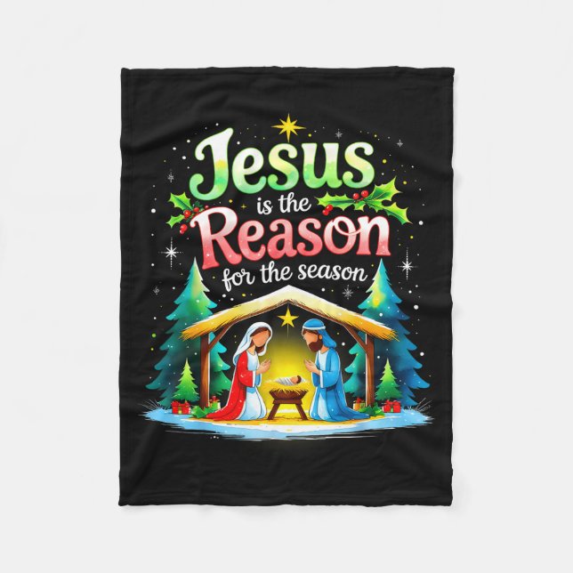 Jesus Reason For The Season Nativity Christmas Des Fleecedecke (Vorderseite)
