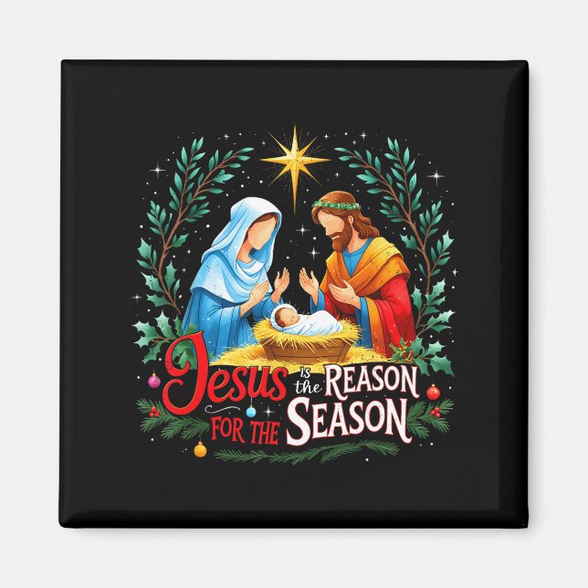 Jesus Reason For The Season Nativity Christmas Des Magnet (Vorne)