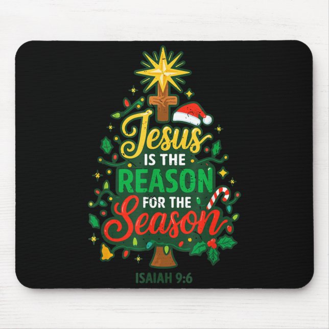 Jesus Reason Season Christian Christmas Family Pjs Mousepad (Vorne)