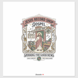 Jesus Record Shop Gospel Jesus Record Shop Christi Aufkleber